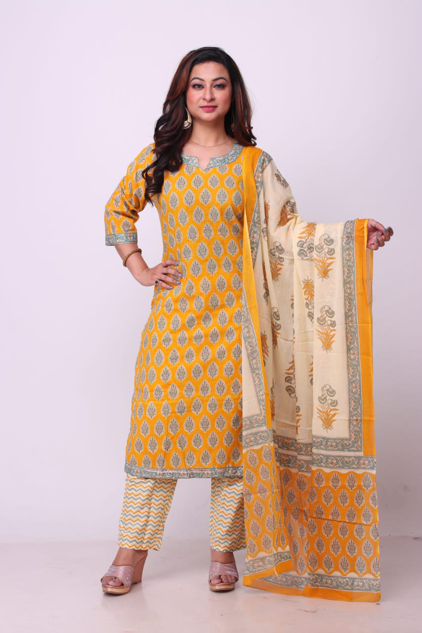 Women's yellow printed Modal Suits