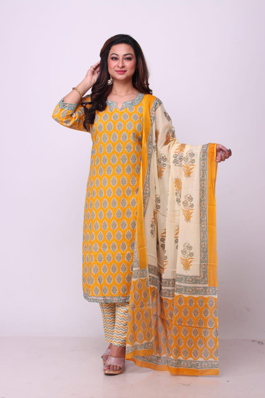 Women's yellow printed Modal Suits