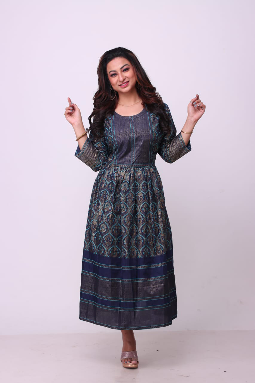 Selfie silk partycum indiwestern kurti