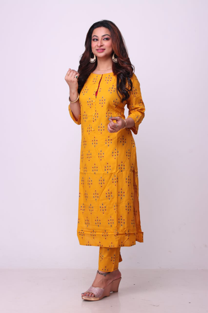 Women's Rust  yellow printed Modal Suits